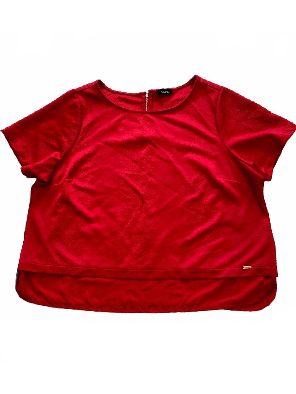 MBLM by Tess Holliday 5X Red Textured Top - Silver Back Zip - Faux Layered